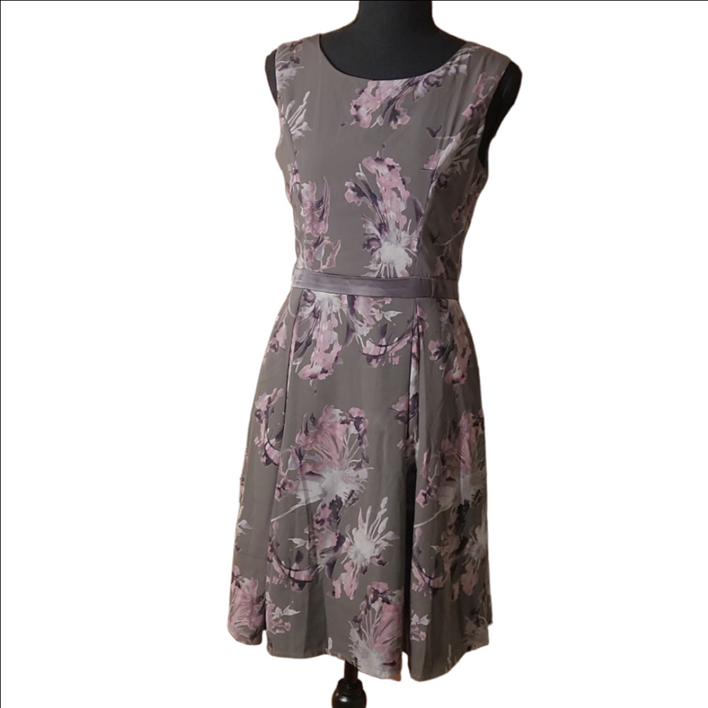 Yellow Star Gray and Pink Floral Dress, Size Small
